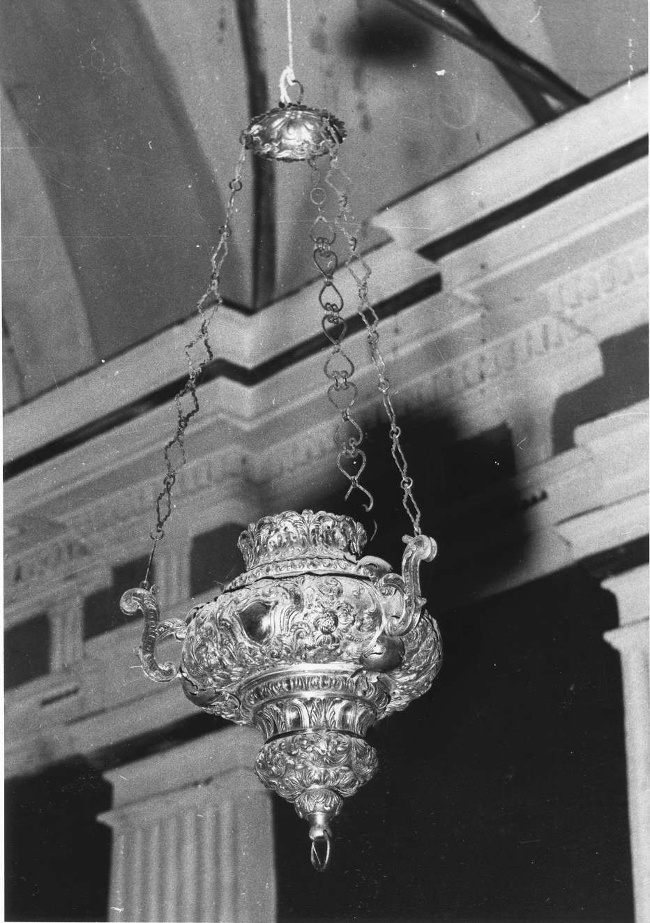 lampada pensile - manifattura emiliana (fine/inizio secc. XVII/ XVIII)