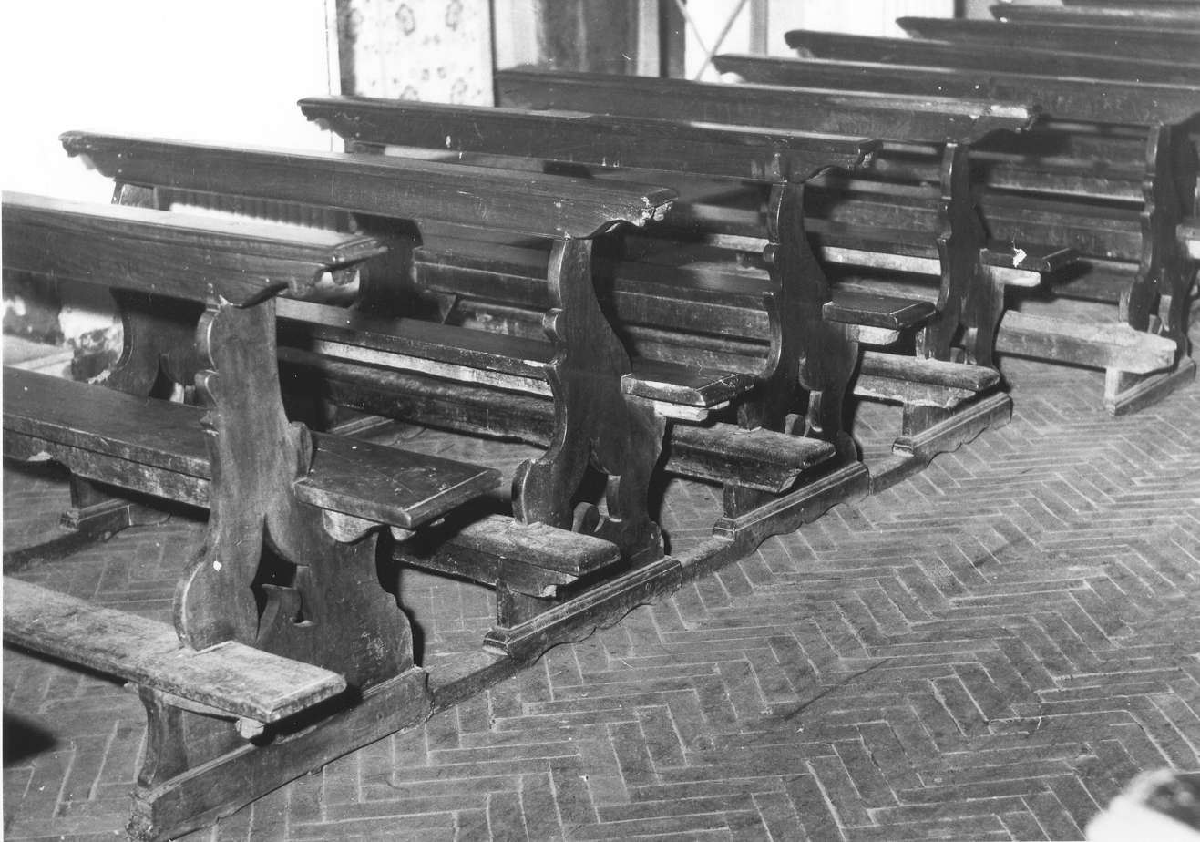 banco da chiesa, serie - manifattura reggiana (fine/inizio secc. XVIII/ XIX)