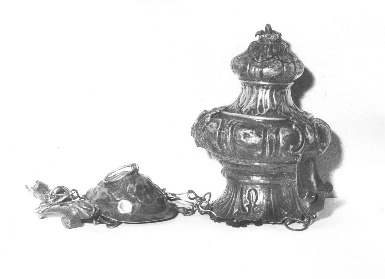 lampada pensile - manifattura emiliana (fine/inizio secc. XVII/ XVIII)