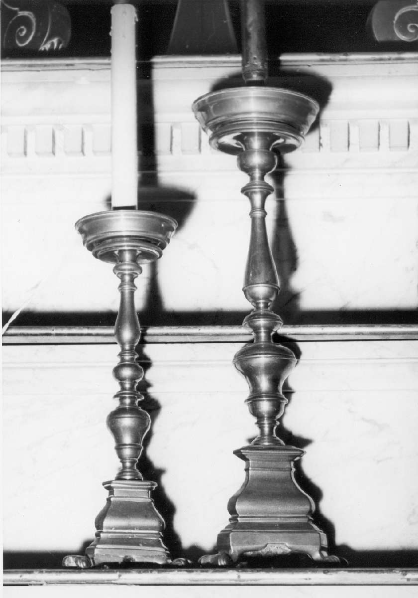 candeliere d'altare, serie - manifattura emiliana (metà sec. XIX)