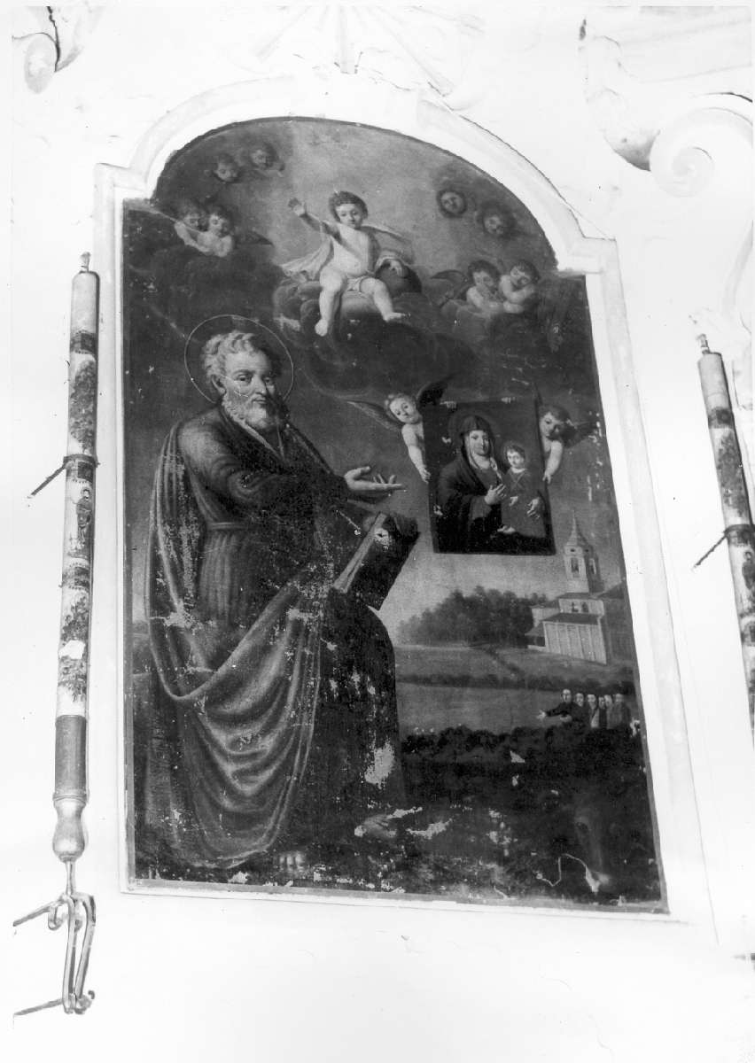 San Luca Evangelista addita l'immagine della Madonna (dipinto) di Bianchini Ciarlini Ippolito (sec. XIX)
