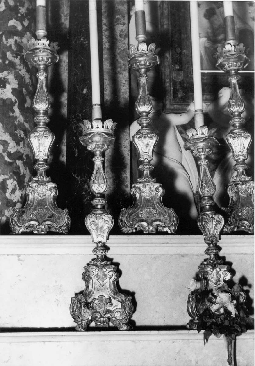 candeliere d'altare, serie - manifattura modenese (seconda metà sec. XVIII)