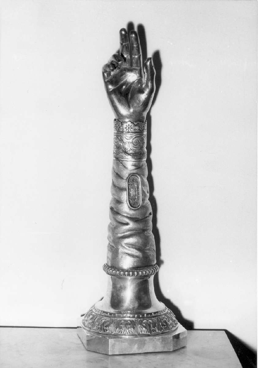reliquiario antropomorfo - a braccio - manifattura emiliana (sec. XX)