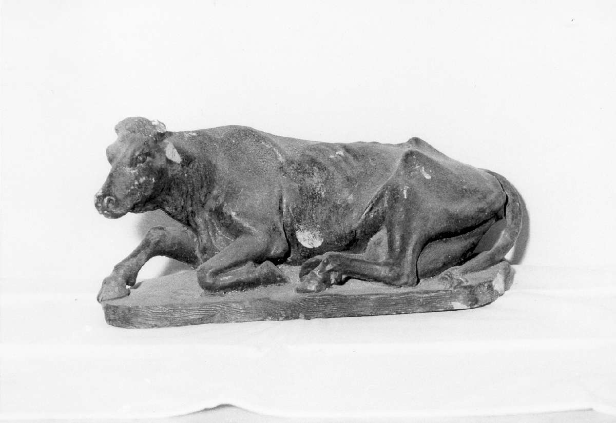 mucca (statuetta di presepio, elemento d'insieme) di Bisi Ciro (attribuito) (fine sec. XIX)