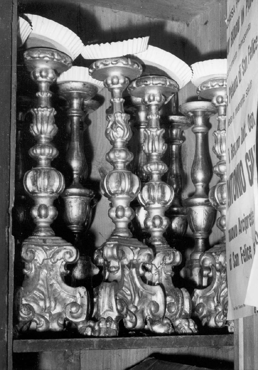 candeliere d'altare, serie - manifattura emiliana (fine sec. XVII)