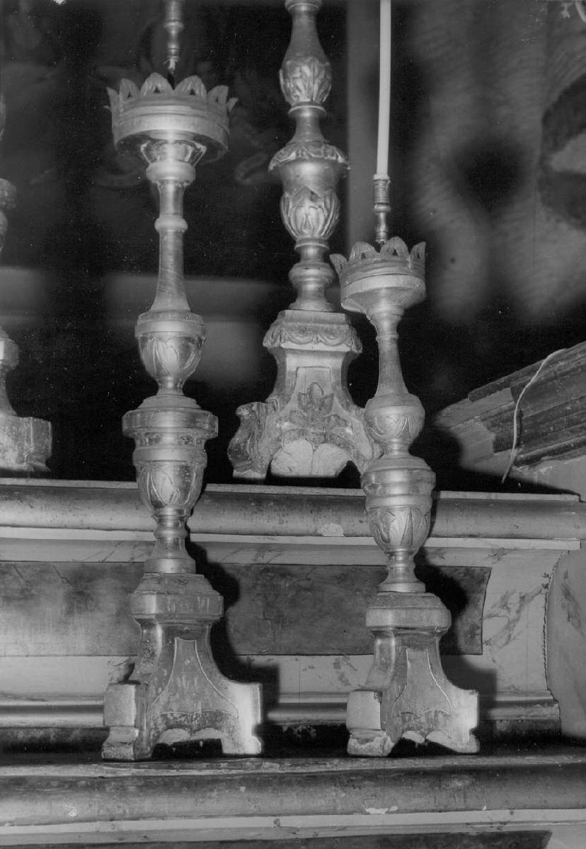 candeliere d'altare, serie - manifattura emiliana (metà sec. XIX)
