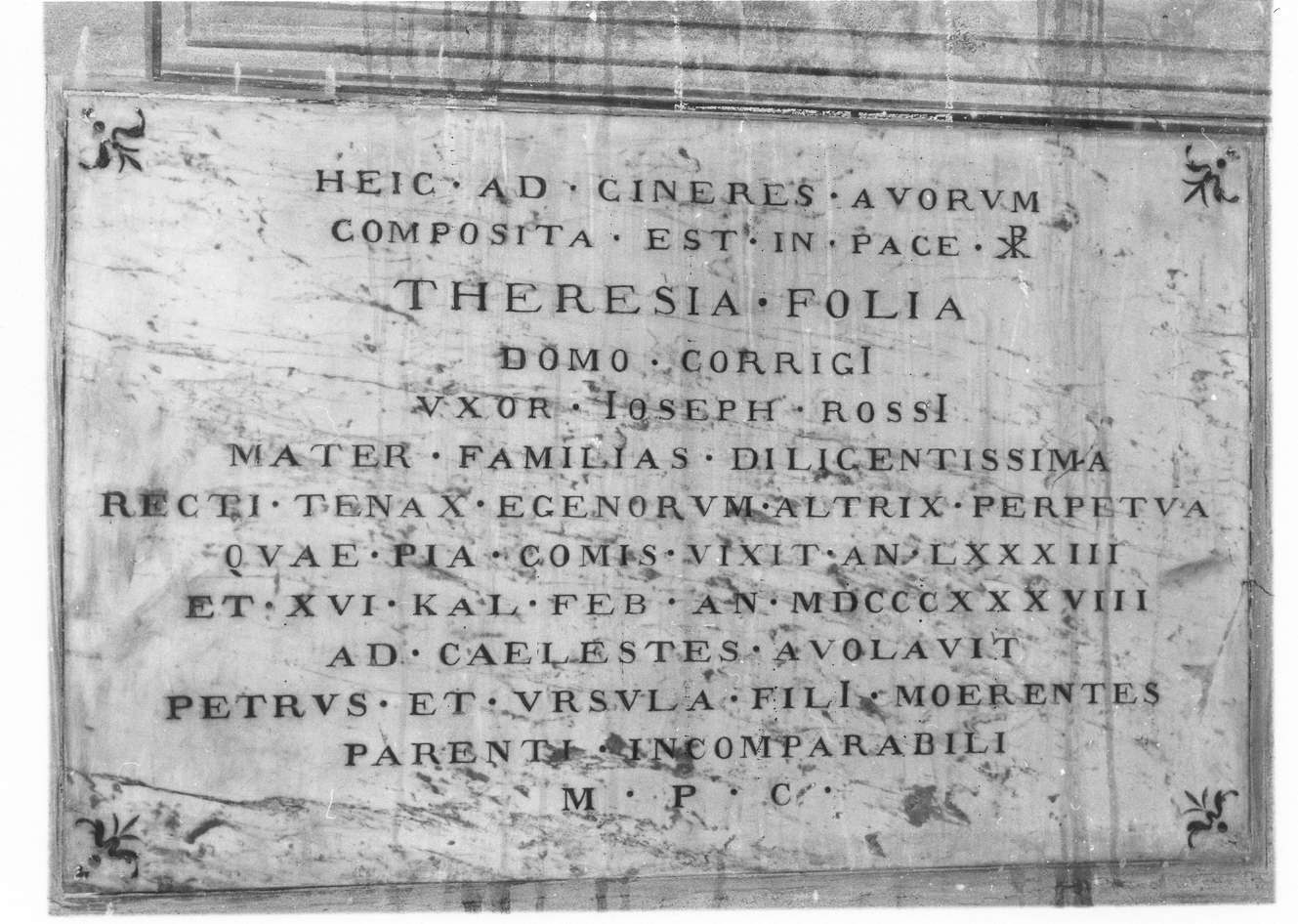 lapide commemorativa - produzione reggiana (sec. XIX)