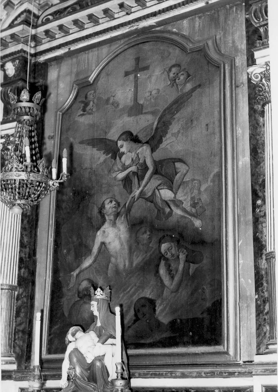 anime del purgatorio liberate dall'angelo (dipinto) - ambito emiliano (metà sec. XVIII)