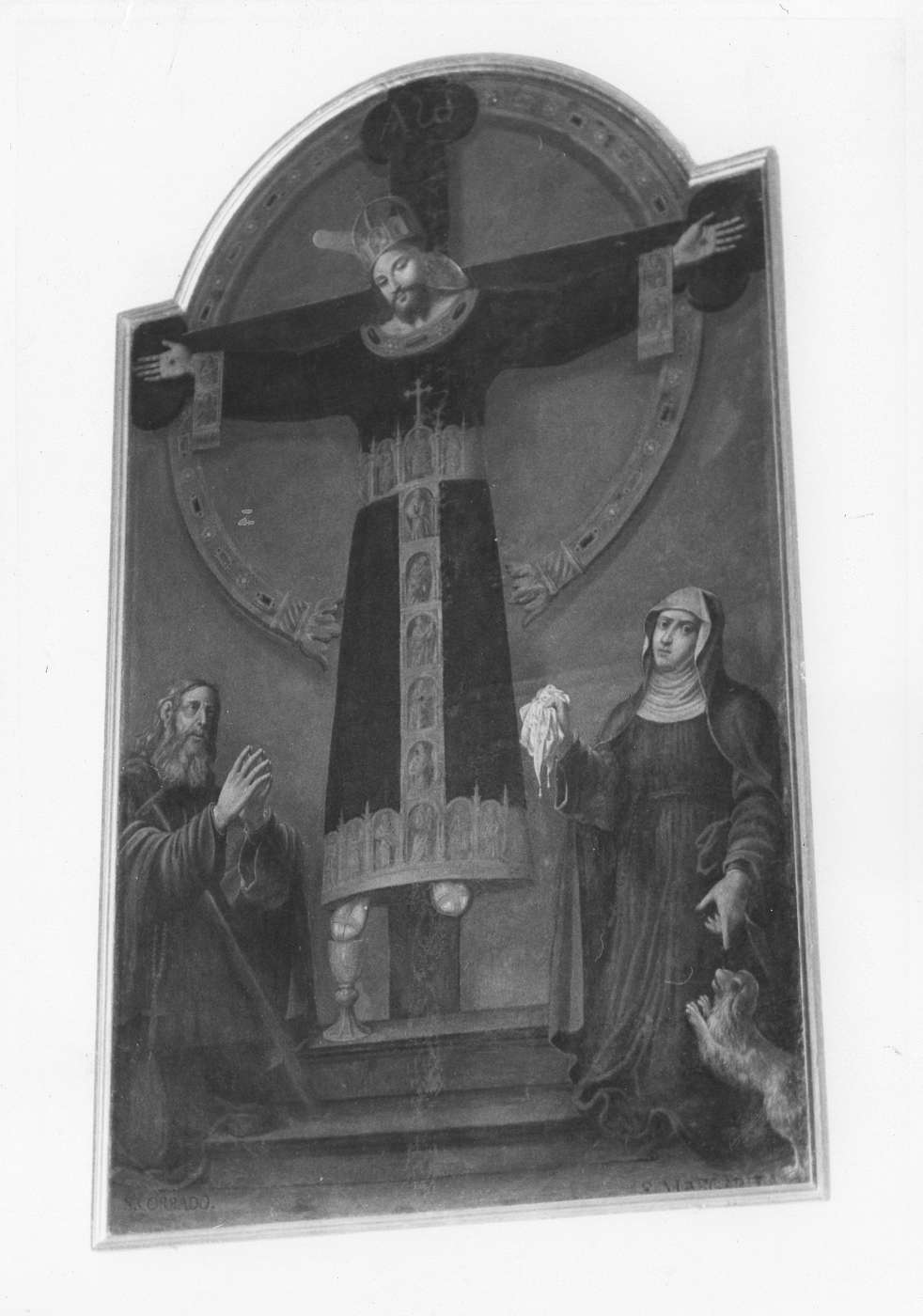 Santo Volto di Lucca con San Margherita da Cortona e San Corrado (dipinto) - ambito emiliano (sec. XVII)