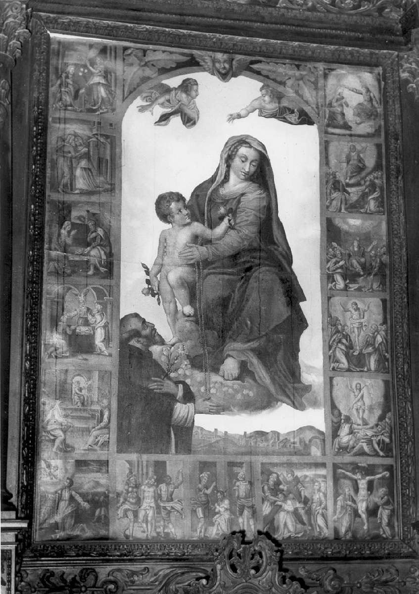 Madonna del Rosario con San Domenico; misteri del Rosario (dipinto) - ambito emiliano (prima metà sec. XVII)