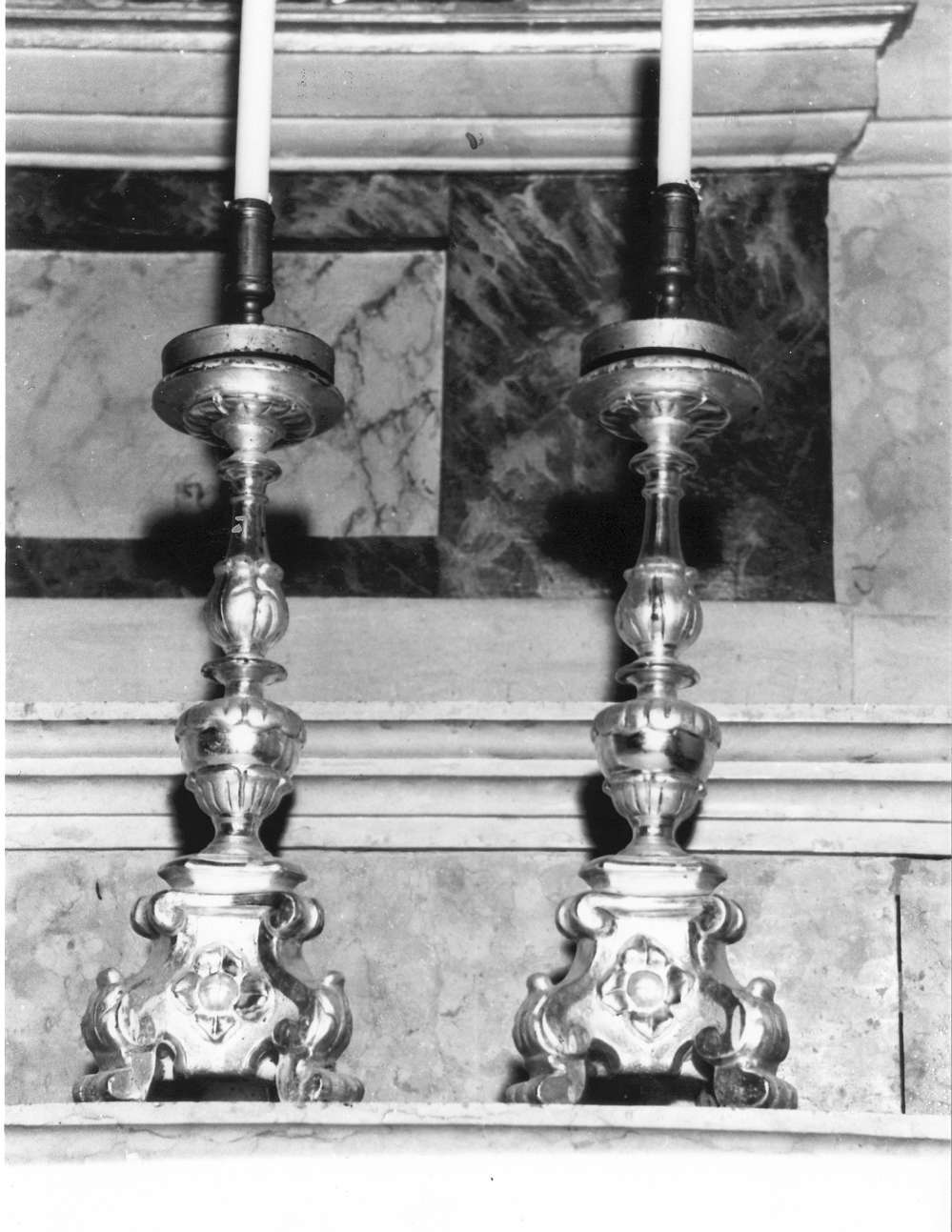 candeliere d'altare, serie - manifattura emiliana (prima metà sec. XIX)