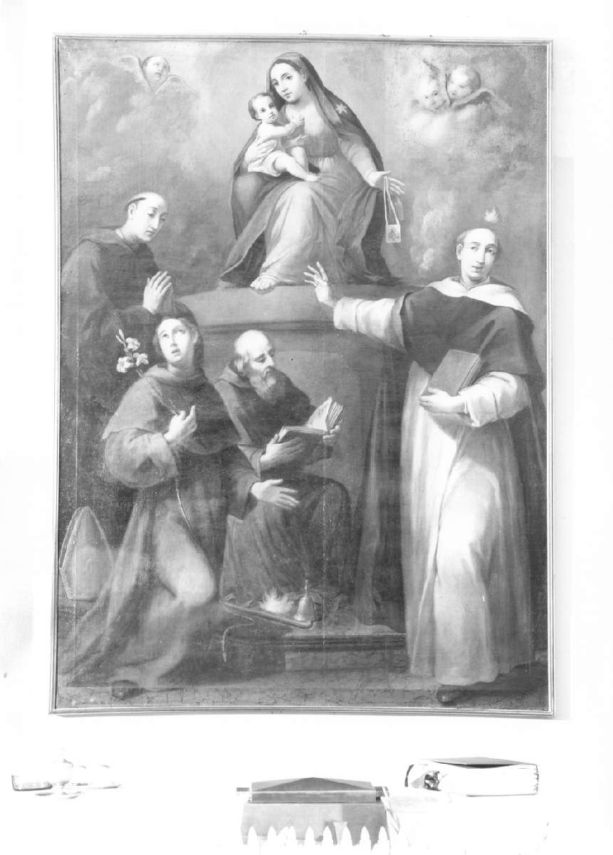 Madonna del Carmelo con Sant'Antonio Abate, San Francesco e due santi (dipinto) - ambito modenese (sec. XVIII)