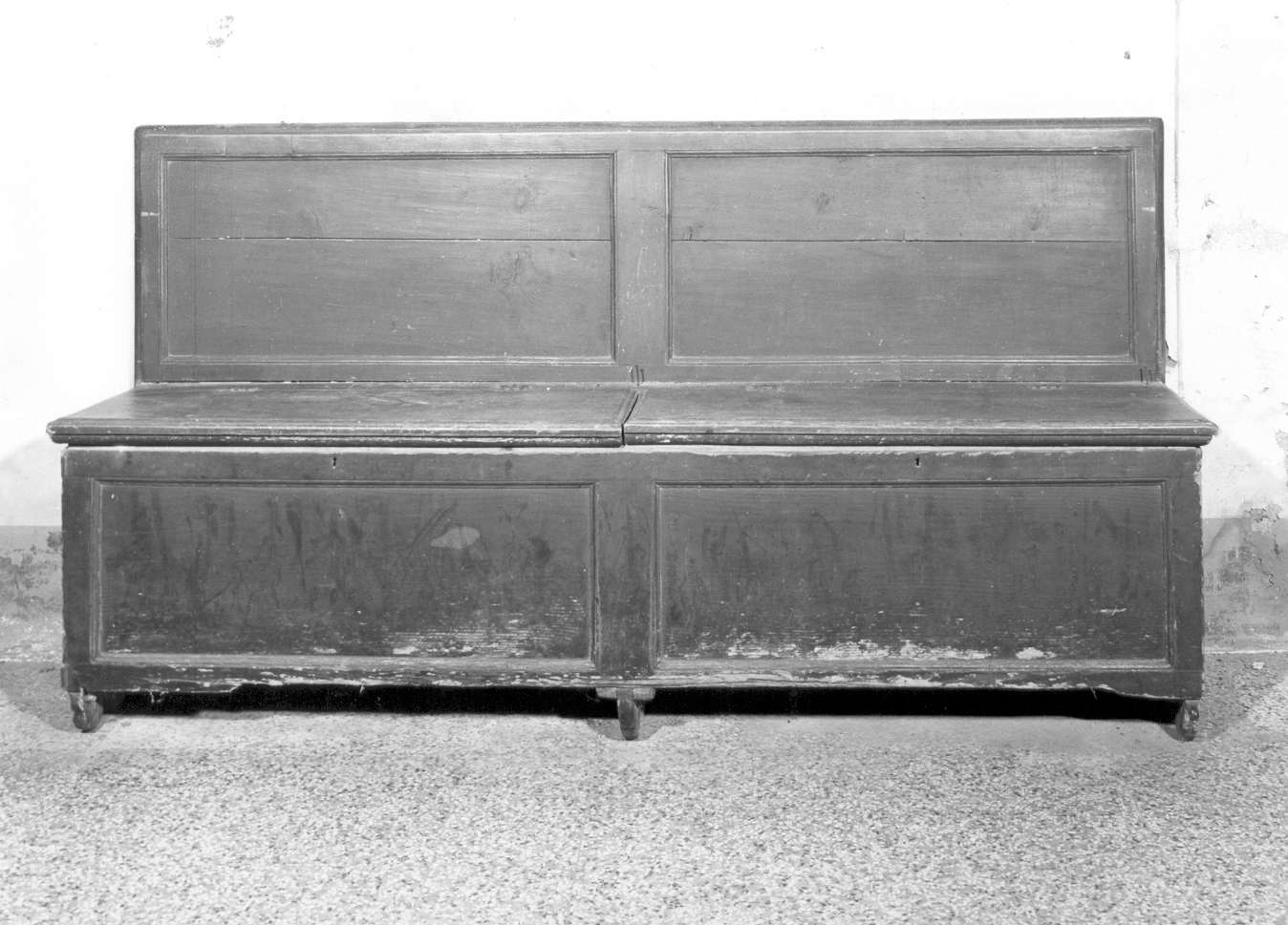 cassapanca - manifattura emiliano-lombarda (seconda metà sec. XIX)