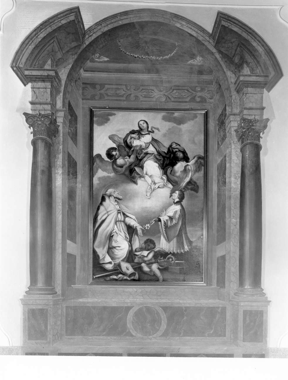 quadratura architettonica (decorazione pittorica, serie) - manifattura emiliano-lombarda (sec. XX)