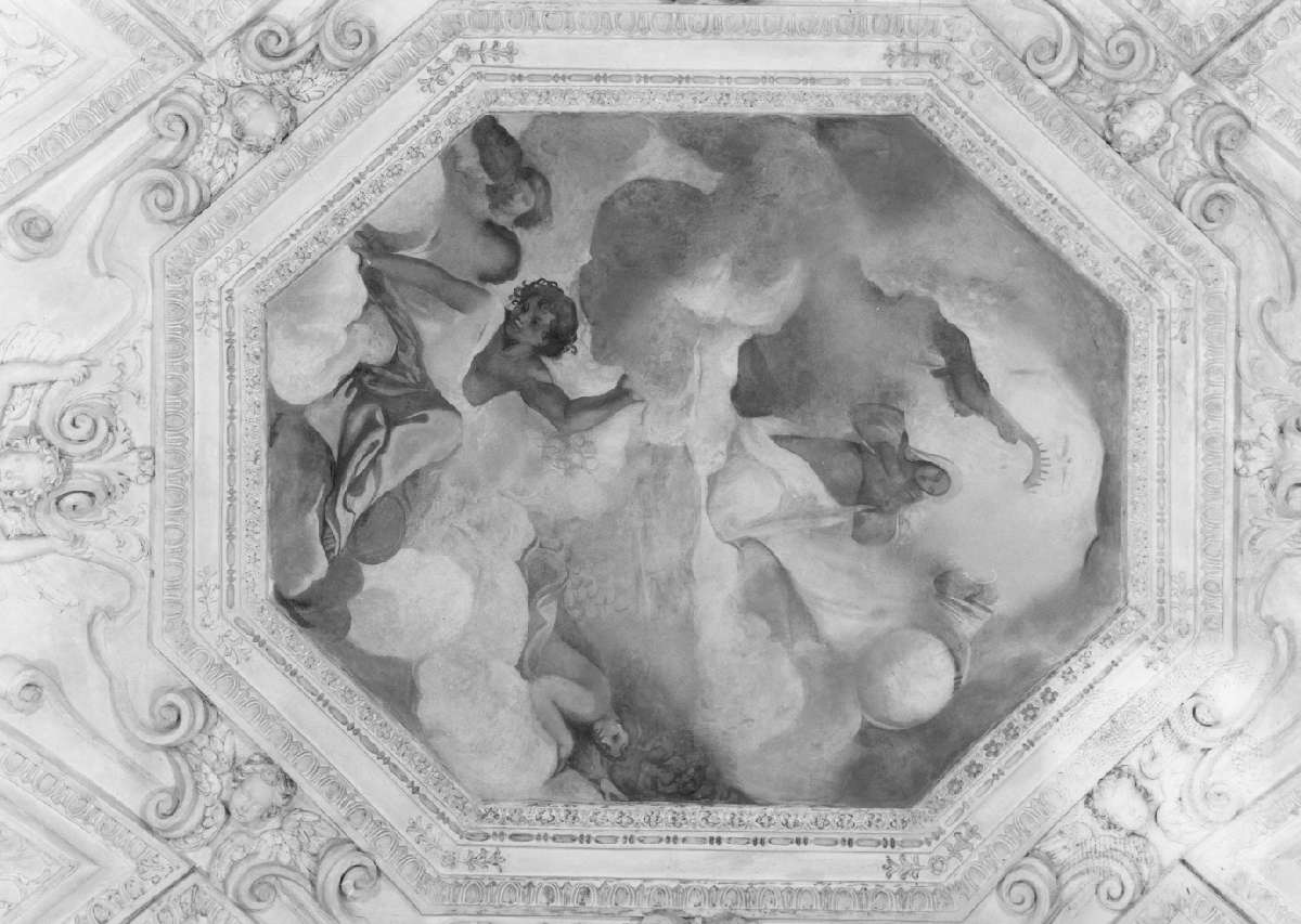 incoronazione di Maria Vergine (dipinto, elemento d'insieme) - ambito ferrarese (fine sec. XVI)