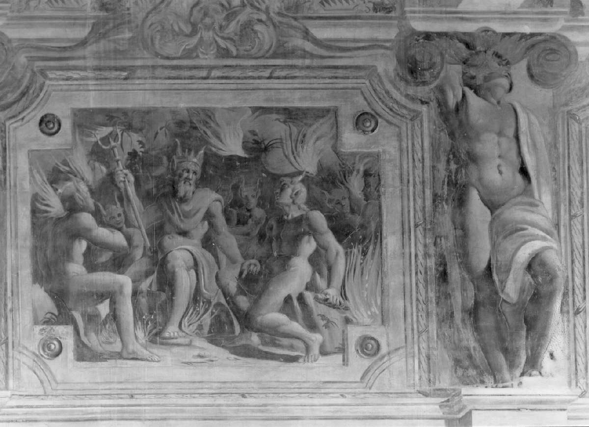 Plutone al centro del concilio infernale (dipinto, elemento d'insieme) di Battistelli Pier Francesco (e aiuti) (sec. XVII)