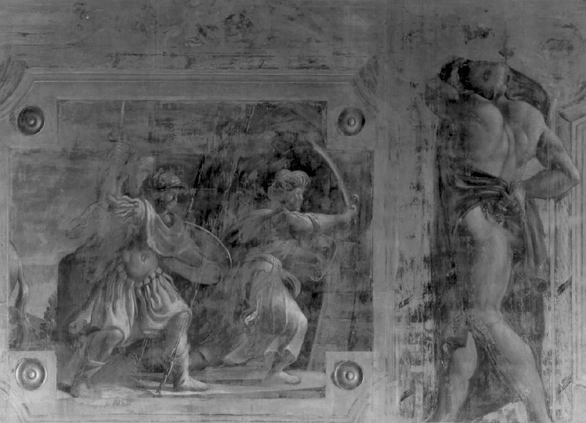 duello tra Tancredi e Argante (dipinto, elemento d'insieme) di Battistelli Pier Francesco (e aiuti) (sec. XVII)