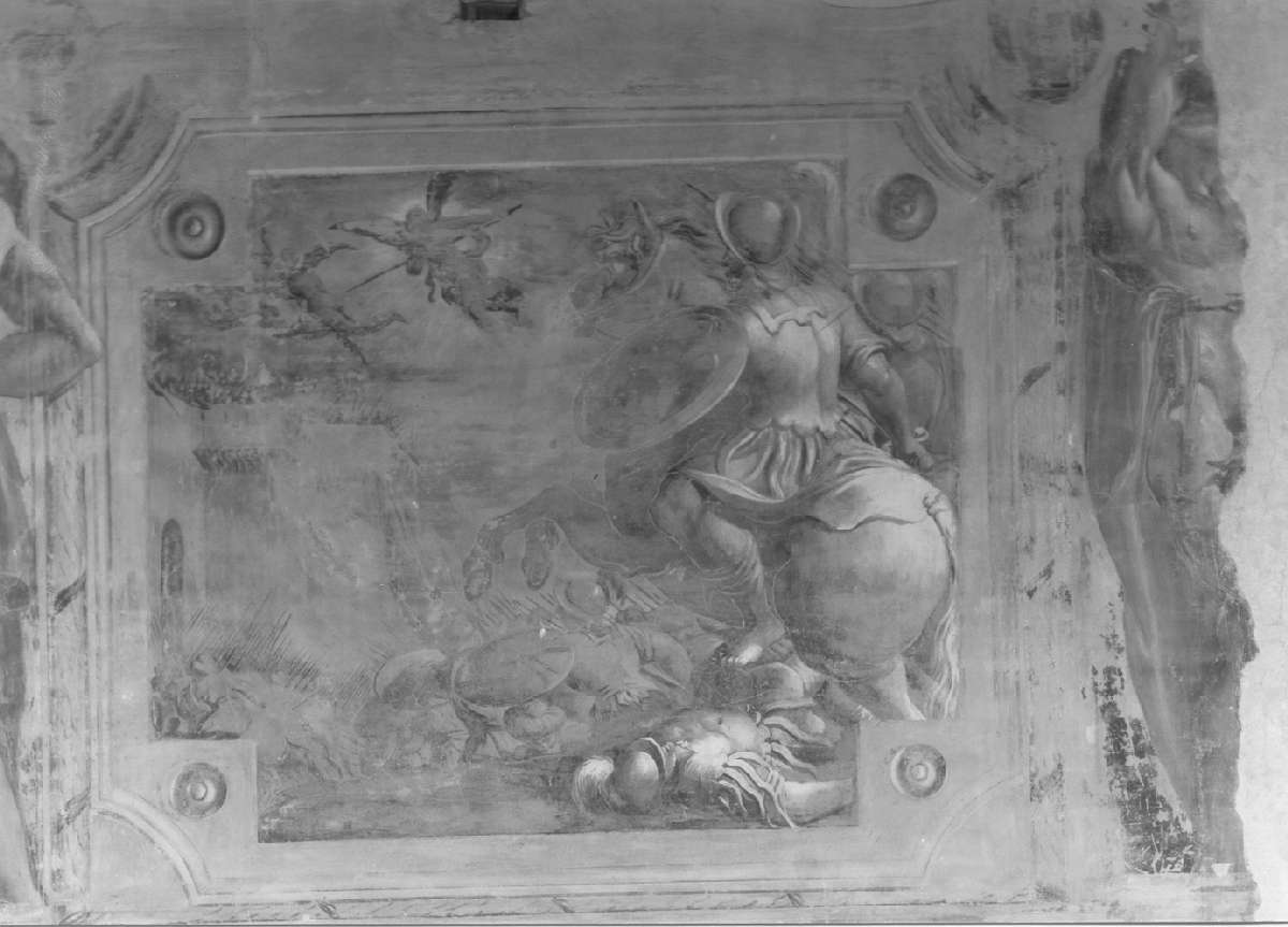 San Michele Arcangelo caccia i diavoli che aiutano i pagani (dipinto, elemento d'insieme) di Battistelli Pier Francesco (e aiuti) (sec. XVII)