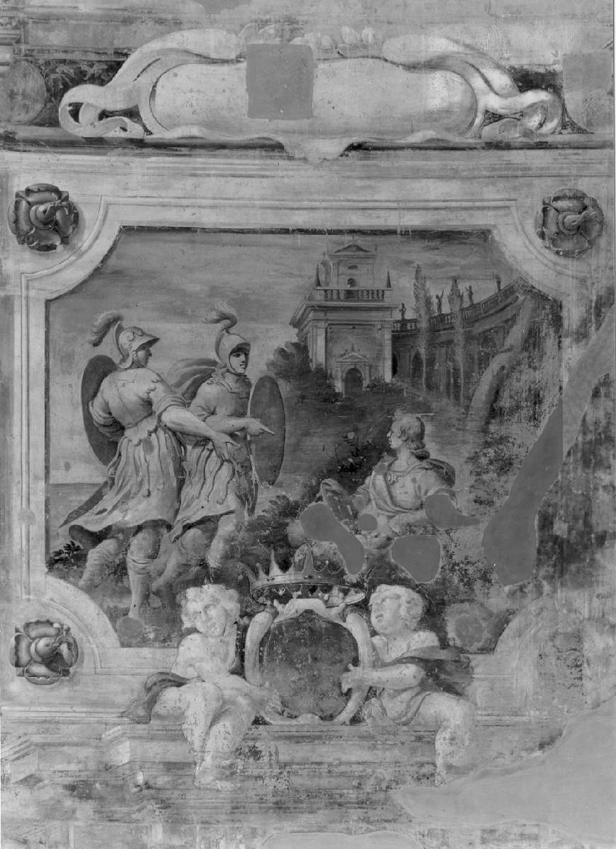 Rinaldo si specchia nello scudo di Ubaldo (dipinto, elemento d'insieme) di Battistelli Pier Francesco (e aiuti) (sec. XVII)