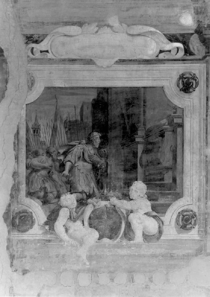 Goffredo di Buglione in adorazione del Santo Sepolcro (dipinto, elemento d'insieme) di Battistelli Pier Francesco (e aiuti) (sec. XVII)