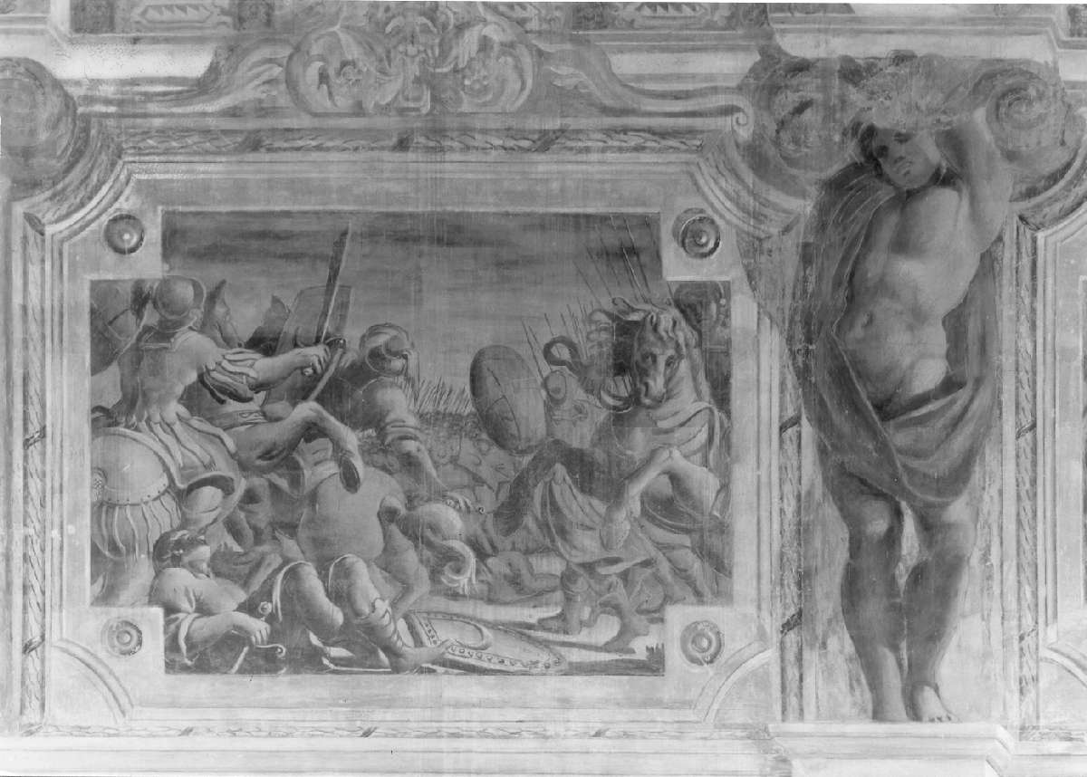 scena di combattimento (dipinto, elemento d'insieme) di Battistelli Pier Francesco (e aiuti) (sec. XVII)