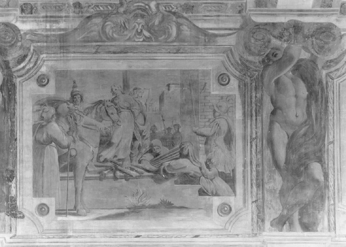 Olindo e Sofronia sul rogo (dipinto, elemento d'insieme) di Battistelli Pier Francesco (e aiuti) (sec. XVII)