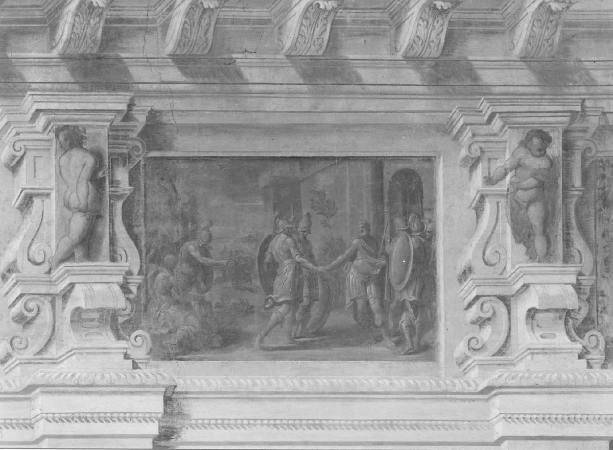 patto tra Enea e Latino (dipinto, elemento d'insieme) di Battistelli Pier Francesco (e aiuti) (sec. XVII)