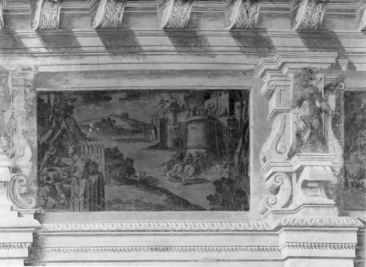 scena di combattimento (dipinto, elemento d'insieme) di Battistelli Pier Francesco (e aiuti) (sec. XVII)