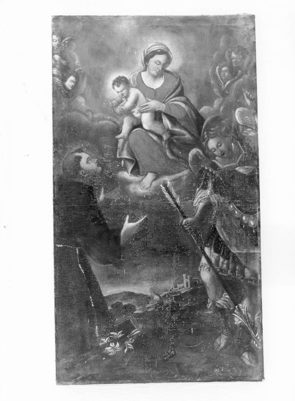 Madonna con Bambino con San Michele Arcangelo e Sant'Antonio da Padova (dipinto) - ambito emiliano (fine/inizio secc. XVII/ XVIII)