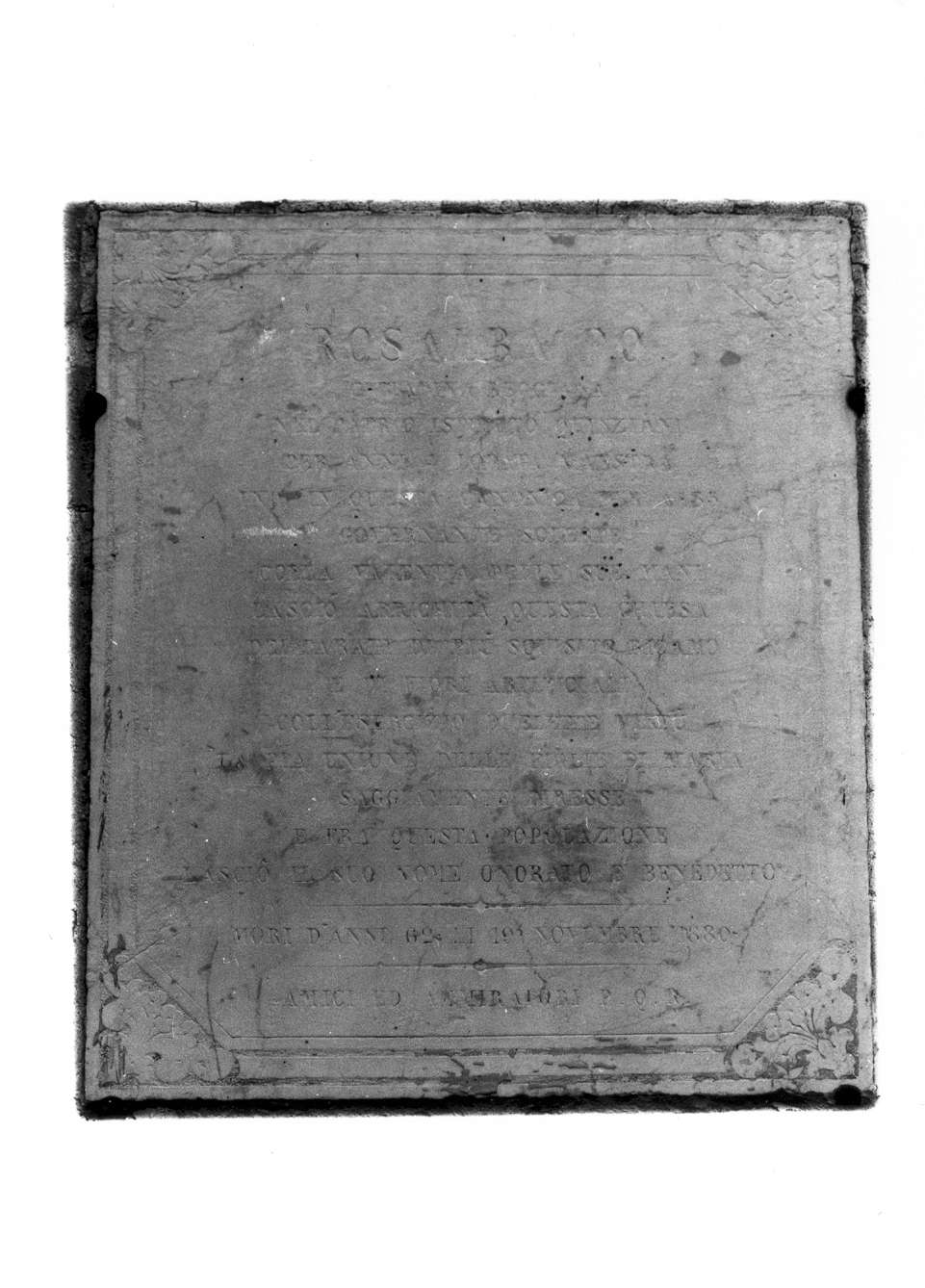 lapide commemorativa - manifattura reggiana (sec. XIX)