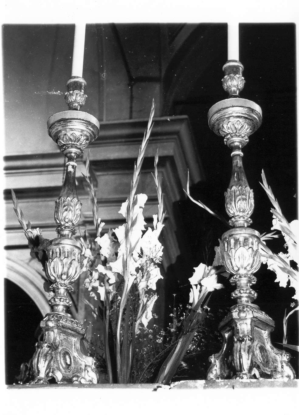 candeliere d'altare, serie - manifattura emiliana (prima metà sec. XIX)