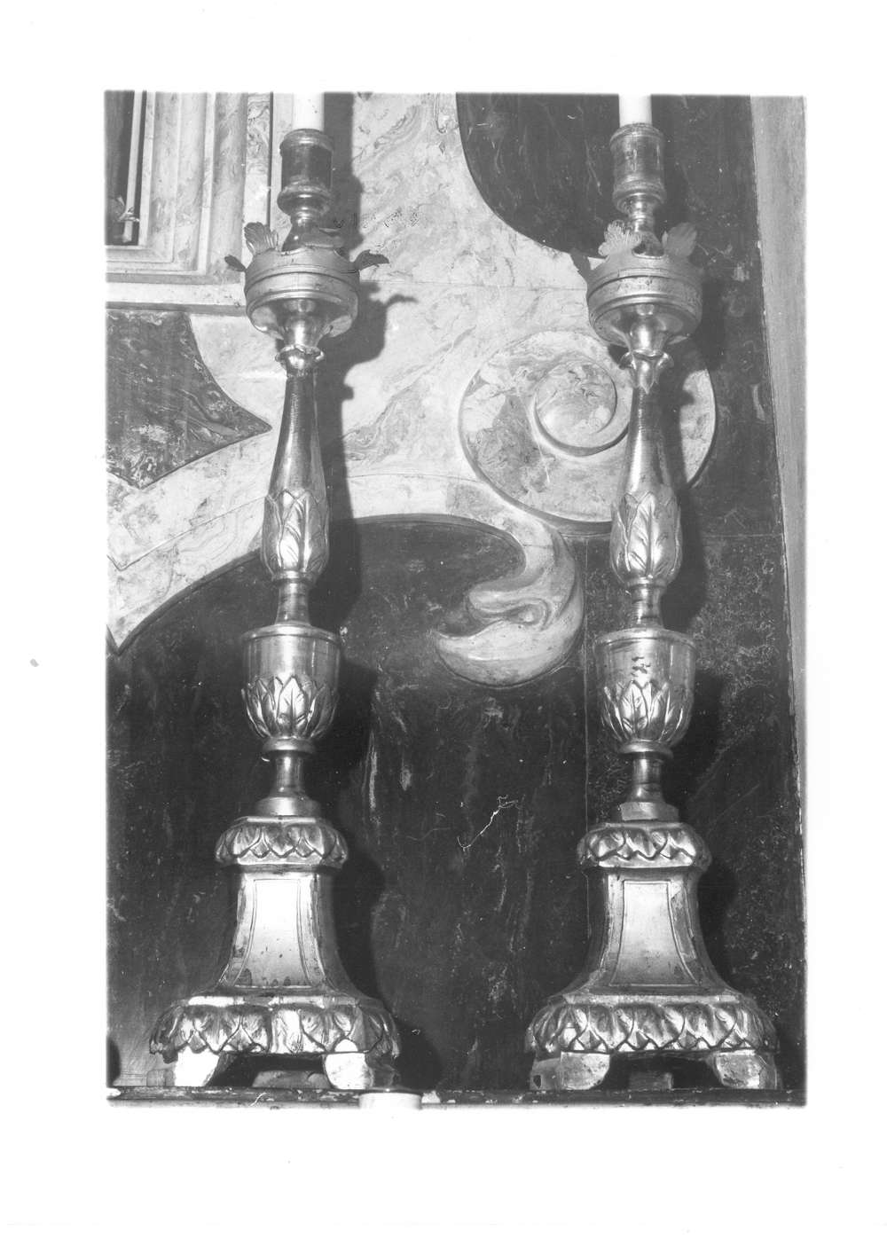 candeliere d'altare, serie - manifattura emiliana (prima metà sec. XIX)