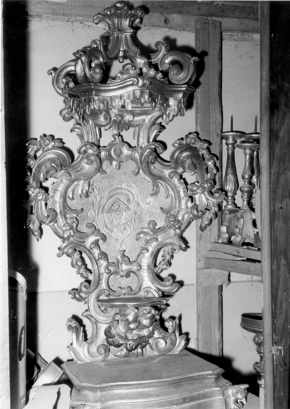 tronetto per esposizione eucaristica - a edicola - manifattura emiliana (sec. XVIII)