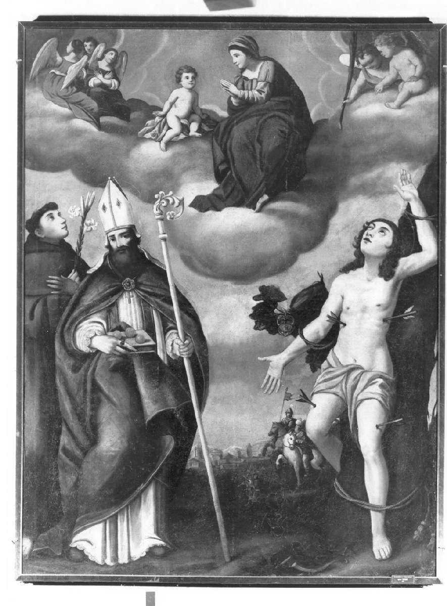 Madonna della Ghiara con Sant'Antonio da Padova, San Nicola da Bari e San Sebastiano (dipinto) - ambito emiliano (sec. XVII)