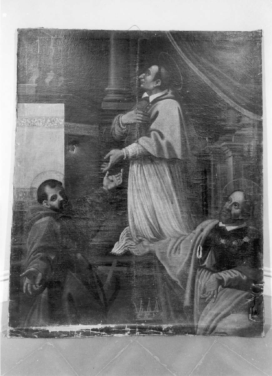 San Carlo Borromeo con San Francesco d'Assisi e San Pellegrino (dipinto) - ambito emiliano (terzo quarto sec. XVII)