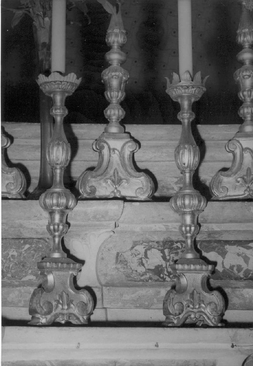 candeliere d'altare, serie - manifattura emiliana (metà sec. XIX)