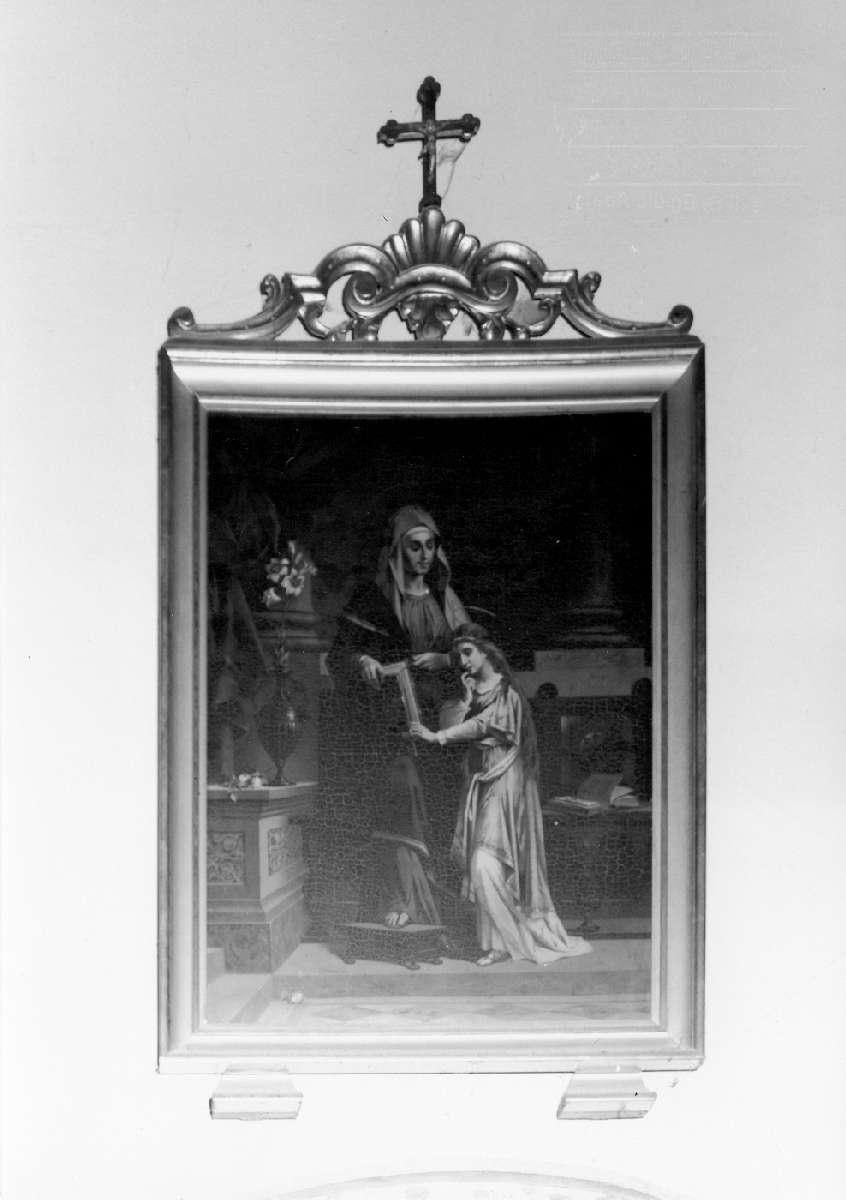 Sant'Anna insegna a leggere a Maria Vergine (quadro d'altare) - manifattura emiliana (secc. XIX/ XX)