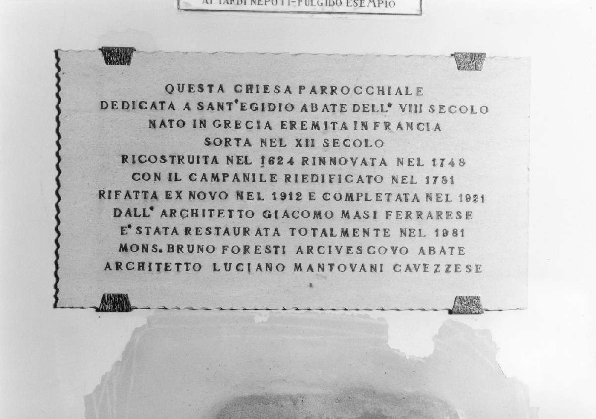 lapide documentaria - manifattura emiliana (sec. XX)