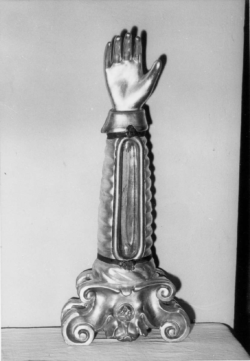 reliquiario antropomorfo - a braccio - manifattura emiliana (metà sec. XVIII)