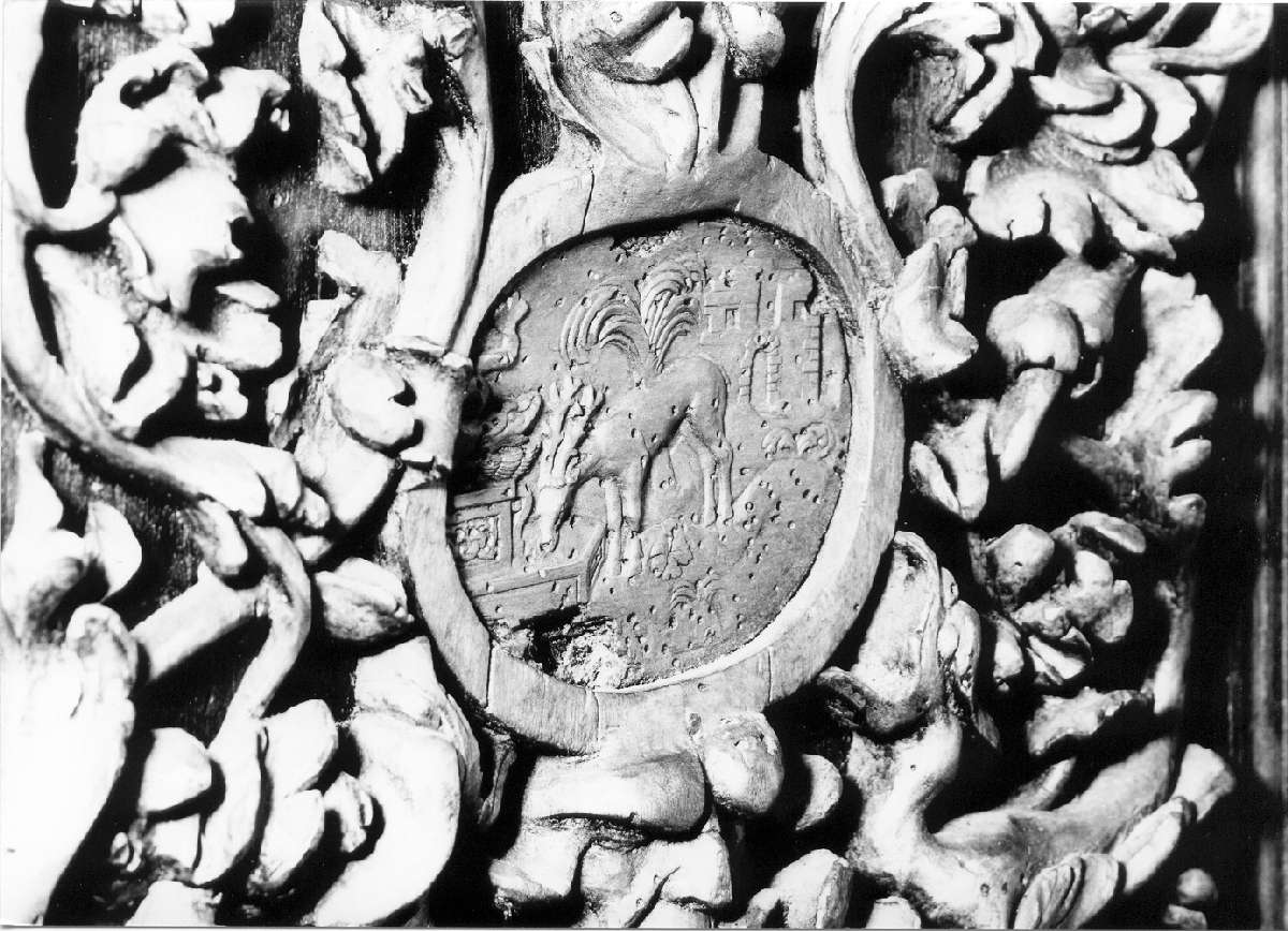 cervo che si abbevera (rilievo) di Ceccati Domenico Francesco (sec. XVII)