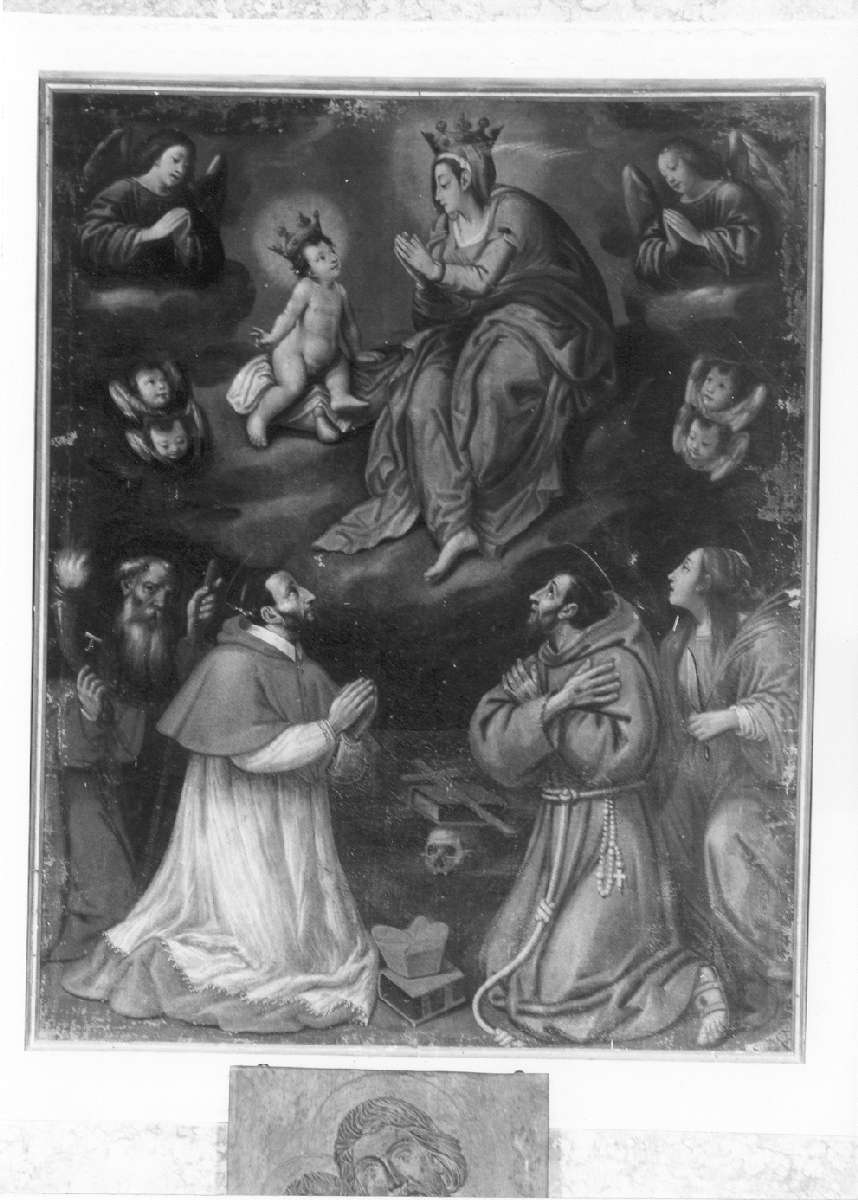 Madonna della Ghiara con Sant'Antonio Abate, San Carlo Borromeo, San Francesco d'Assisi e Sant'Agnese (dipinto) - ambito reggiano (metà sec. XVII)