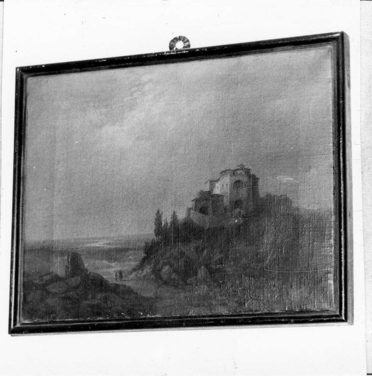La sagra di S. Michele a Susa, paesaggio montano (dipinto) di Lugli Argimiro (seconda metà sec. XIX)