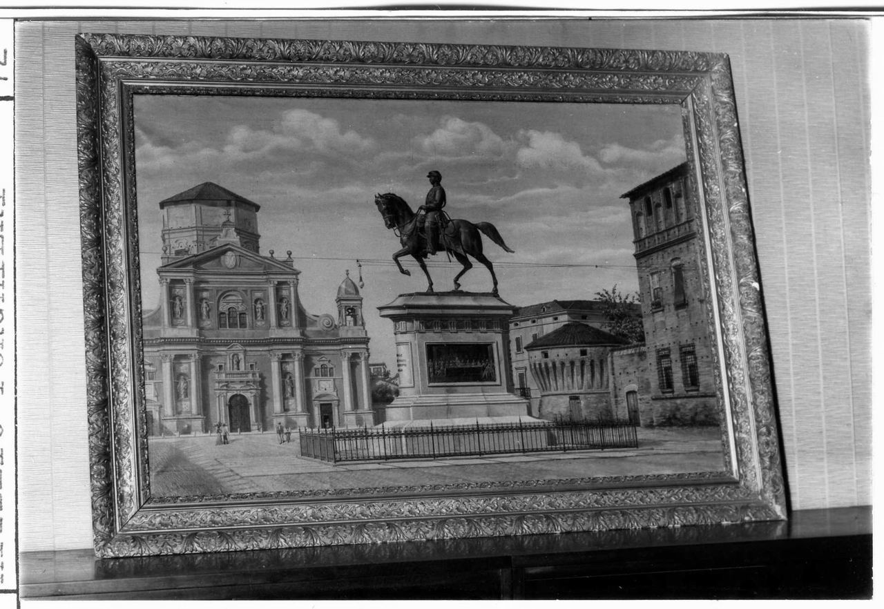 Piazza di Carpi, veduta di città (dipinto) di Forghieri Attilio detto Carpigiani (inizio sec. XX)