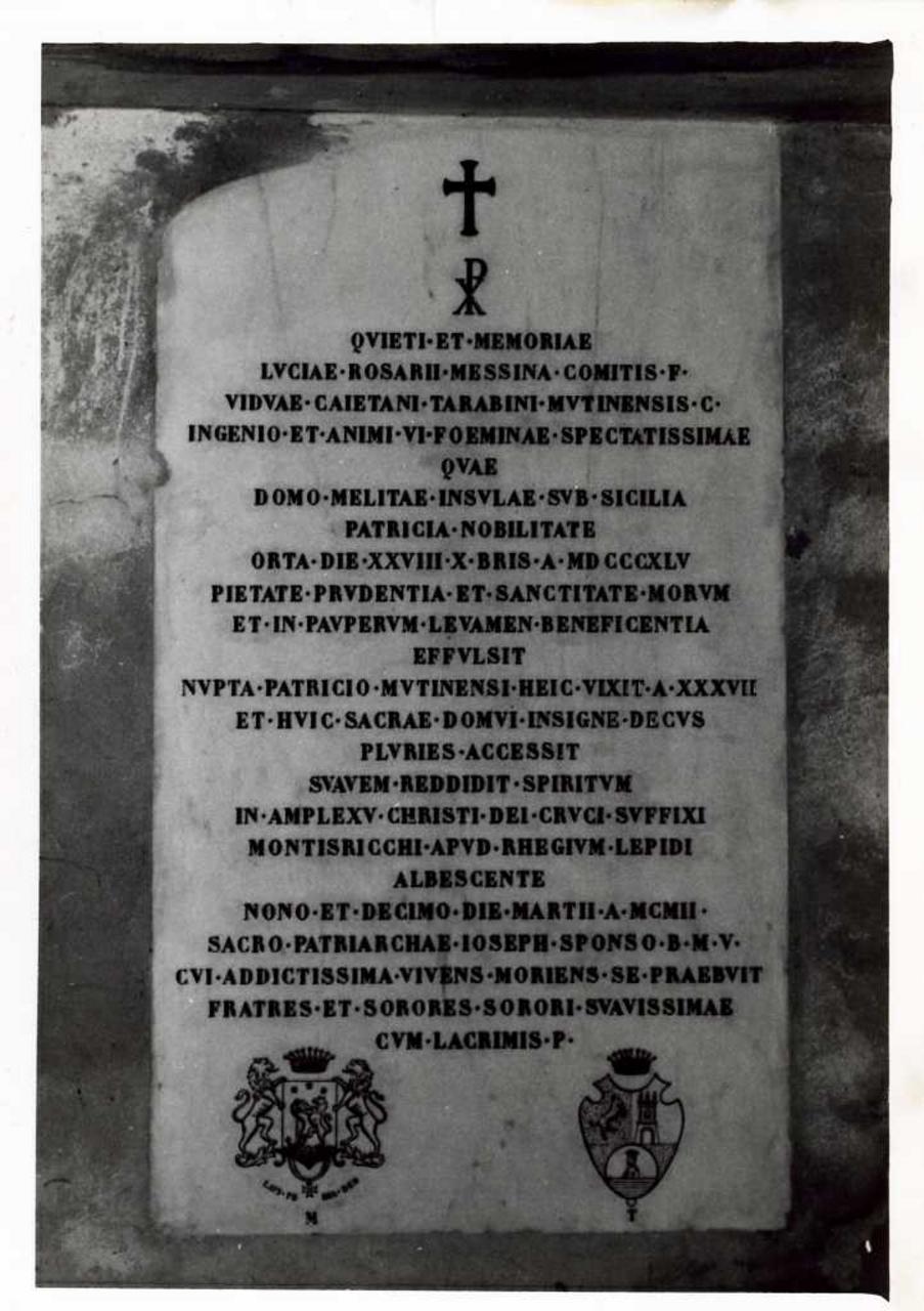 lapide tombale - bottega modenese (inizio sec. XX)