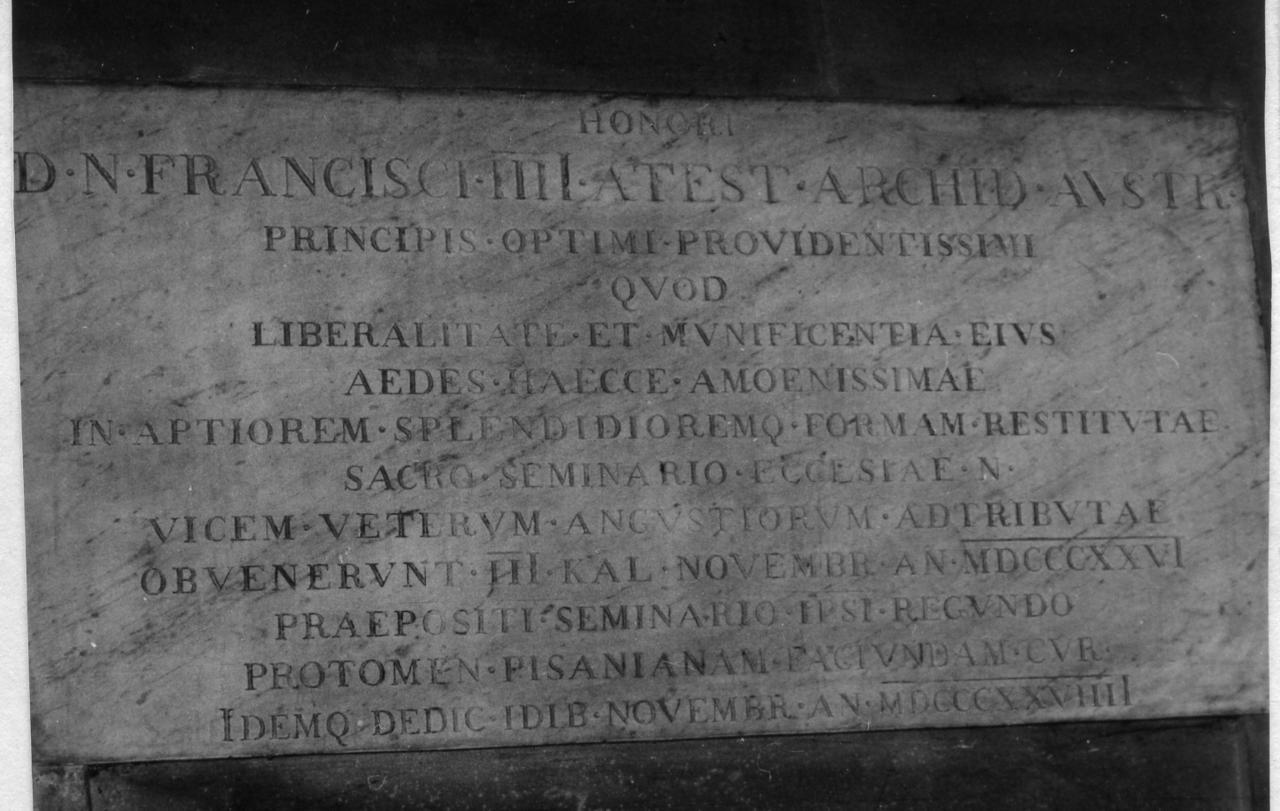 lapide celebrativa - bottega modenese (sec. XIX)