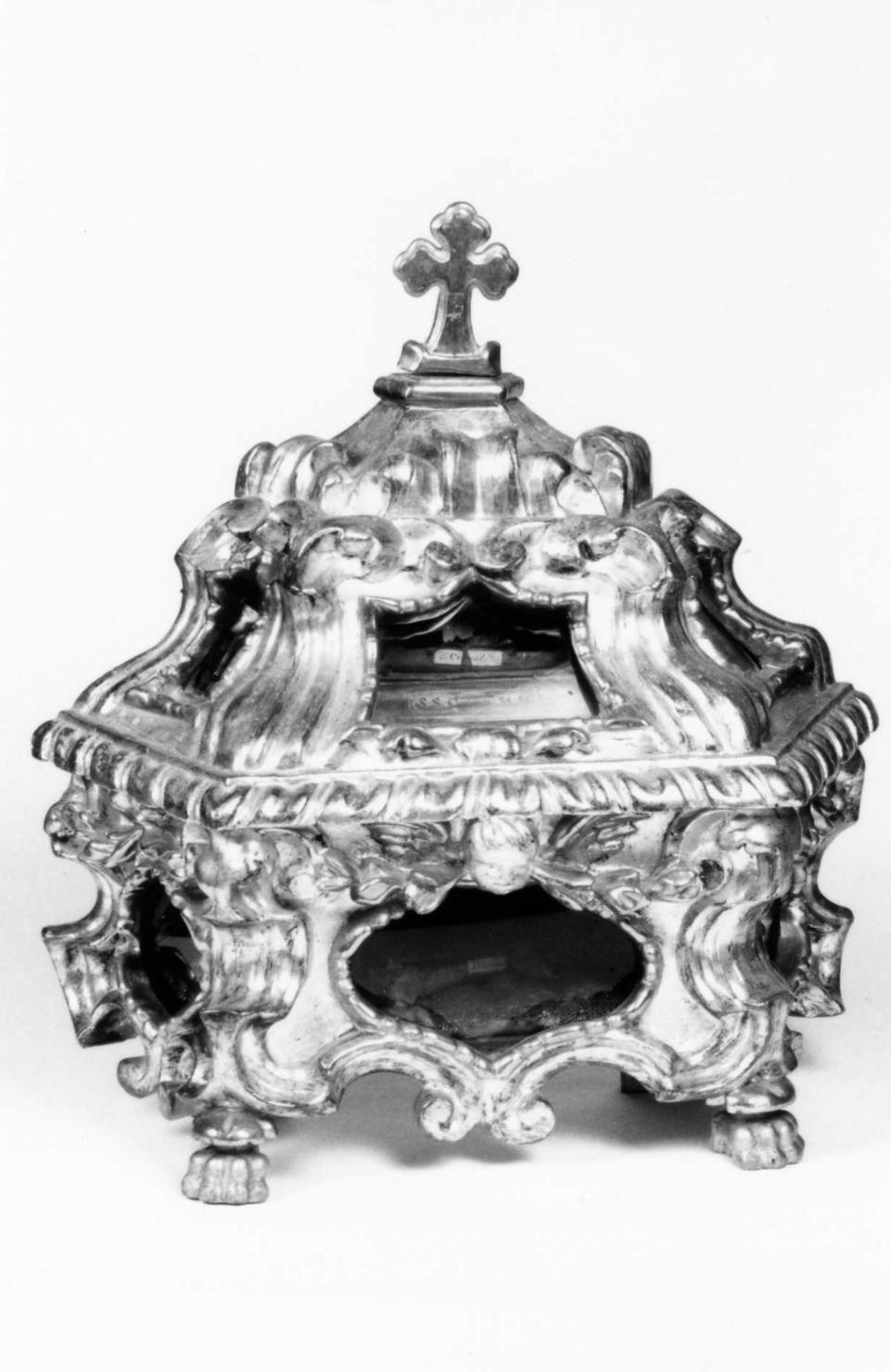 reliquiario a teca - a urna, serie - bottega emiliana (primo quarto sec. XVIII)