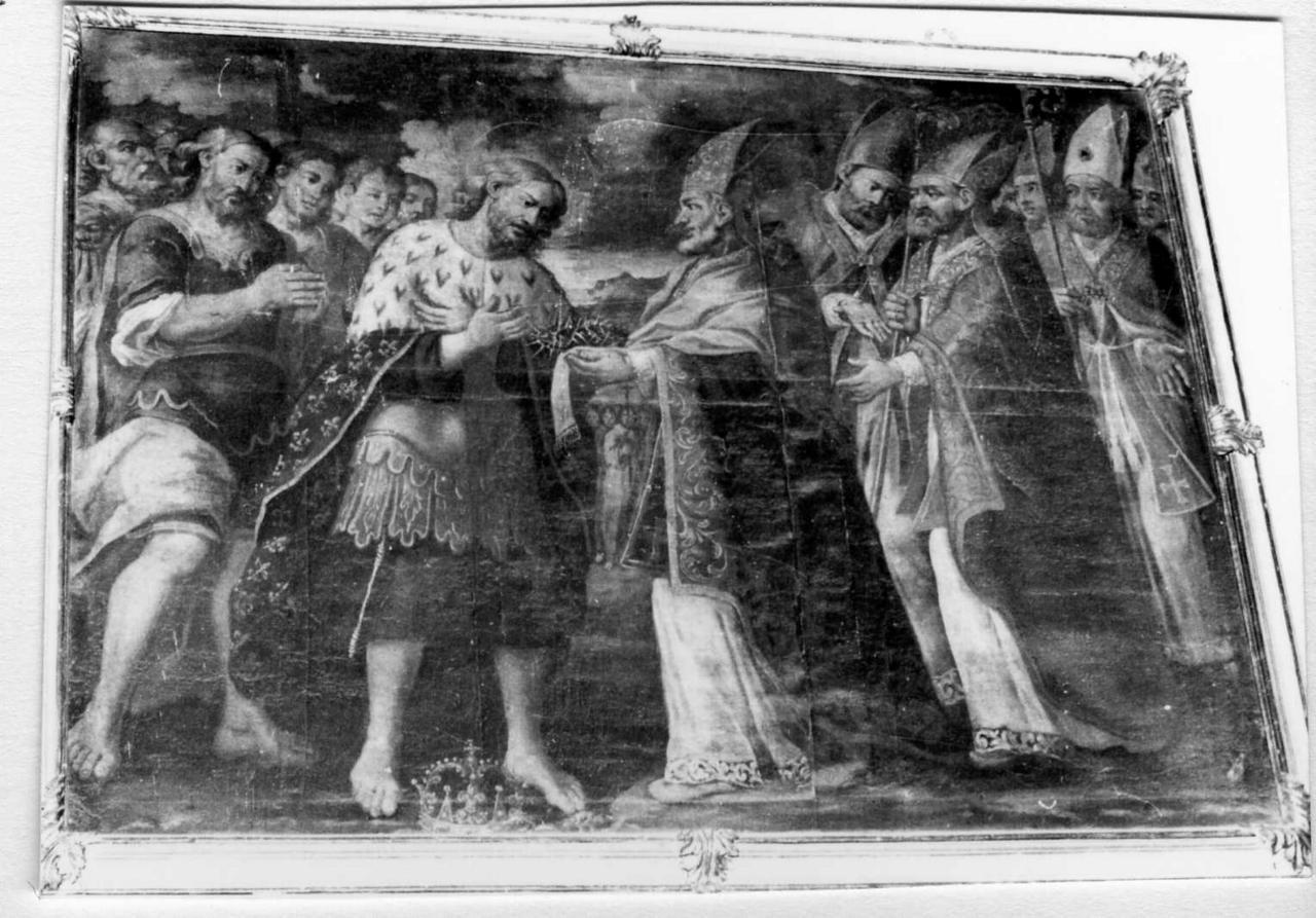 San Luigi di Francia riceve la reliquia della corona di spine (dipinto) di Capretti Giuseppe Orazio (attribuito) (seconda metà sec. XVII)