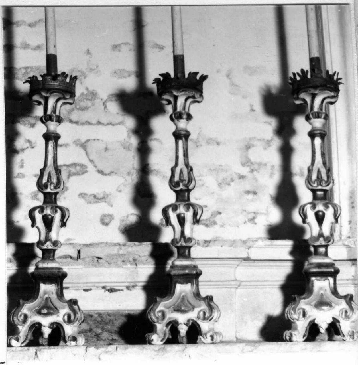 candeliere d'altare, serie - bottega reggiana (seconda metà sec. XVIII)