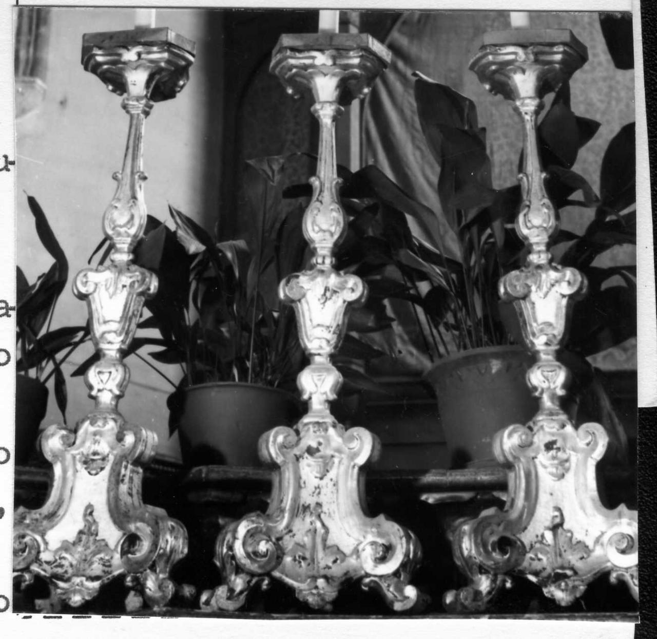 candeliere d'altare, serie di Casalgrandi Giuseppe (attribuito) (metà sec. XVIII)