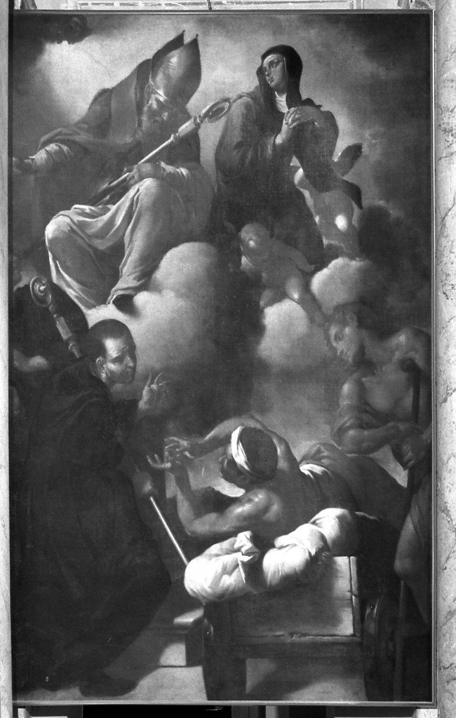 miracolo di San Mauro con San Benedetto e Santa Scolastica (?) (dipinto) di Stringa Francesco (sec. XVII)